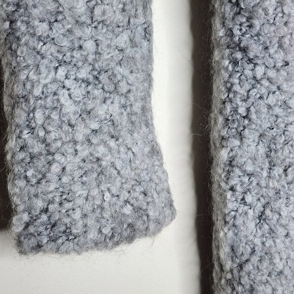 Silvia Novelli Gray Mohair Wool Blend Boucle Texture Longline Full Zip Cardigan - Picture 4 of 9